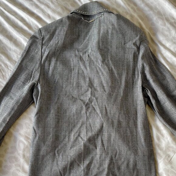 St. John Sport Petite Black & White Plaid Jacket with Silver Stud Detail - Picture 4 of 12